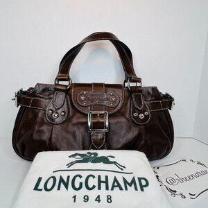 Authentic Vintage LONGCHAMP Idole Leather Handbag with Dustbag - Brown Color